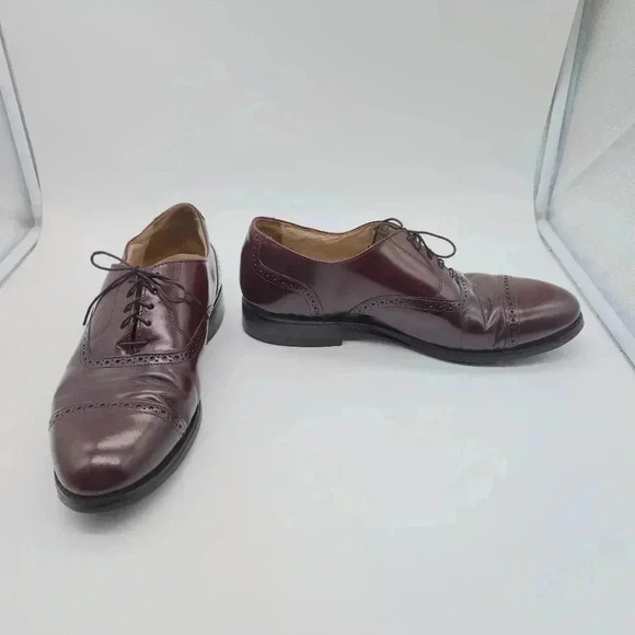 Bostonian Impression 22028 Maroon leather cap toe dress shoes sz 10 - Picture 2 of 9